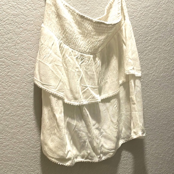 Sim & Sam tiered mini skirt white eyelet small ruffle elastic waist Sz L juniors - Picture 2 of 4